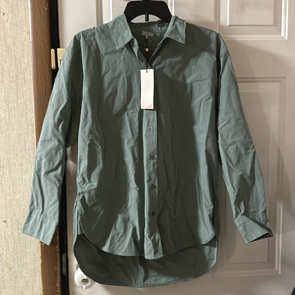 CALIA JOURNEY COLLECTION Button-Up Shirt: DARK SLATE: NEW WITH TAGS: SIZE SMALL